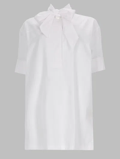 Dries Van Noten Cotton Bow-detail Short-sleeve Tunic Shirt In Multi