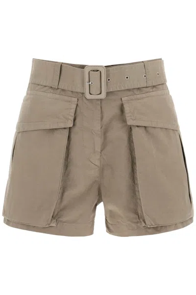 Dries Van Noten Belted Mini Shorts In Beige