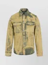 Dries Van Noten Mens Lime Washed Flap-pocket Denim Jacket In Brown