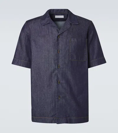 Dries Van Noten Carlton Short Sleeve Shirt Chest Pocket Collar In Blue