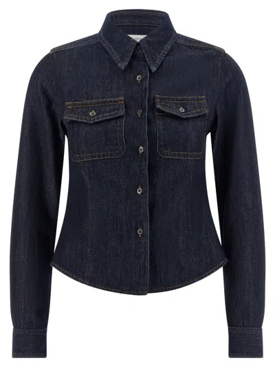 Dries Van Noten Cotton Denim Shirt In Navy
