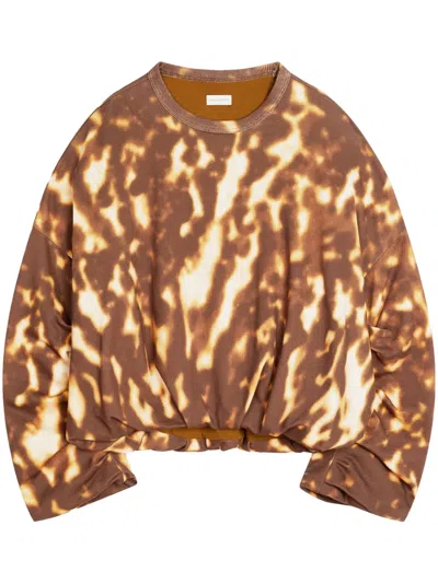 Dries Van Noten Crew Neck Tie-dye Sweatshirt In Brown