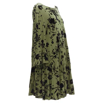 Dries Van Noten Cotton Floral Bell Sleeve Flutter Dress In Green