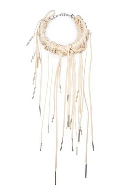 Dries Van Noten Cotton Fringe Statement Necklace In White