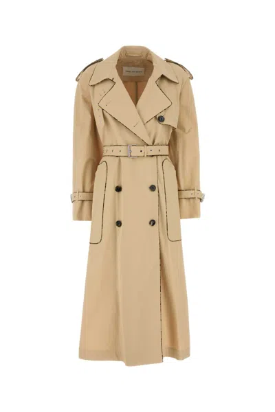 Dries Van Noten Double-breasted Beige Trench Coat In Cotton In Neutral