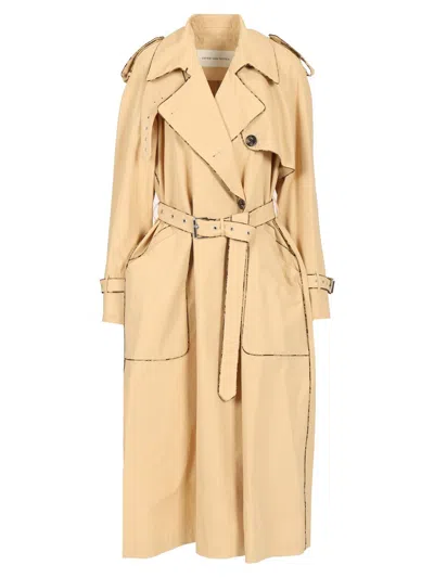Dries Van Noten Cotton Gabardine Trench Coat Coats Beige