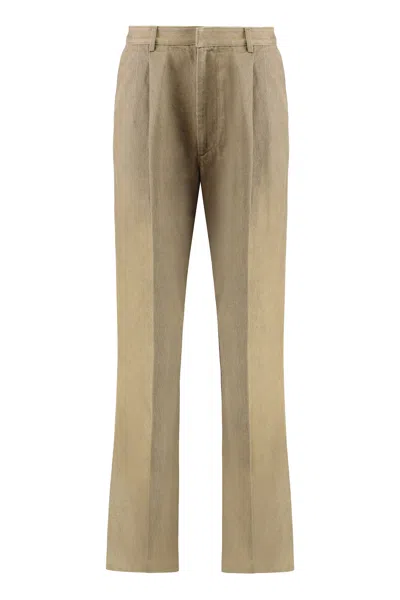 Dries Van Noten Cotton High-waist Pleated Wide-leg Trousers In Brown