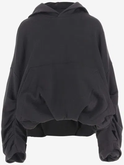 Dries Van Noten Oversized Draped Black Sweatshirt