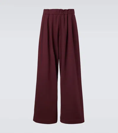 Dries Van Noten Cotton Jersey Sweatpants In Burgundy