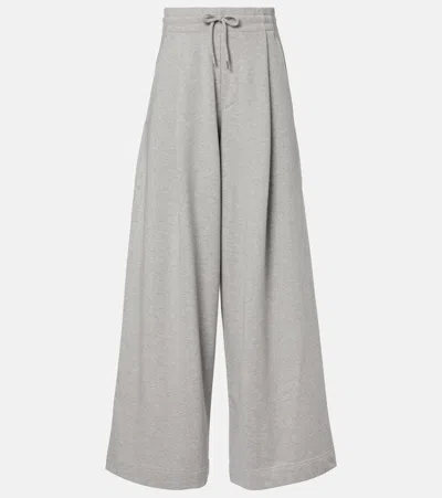 Dries Van Noten Cotton-jersey Wide-leg Track Pants In Gray