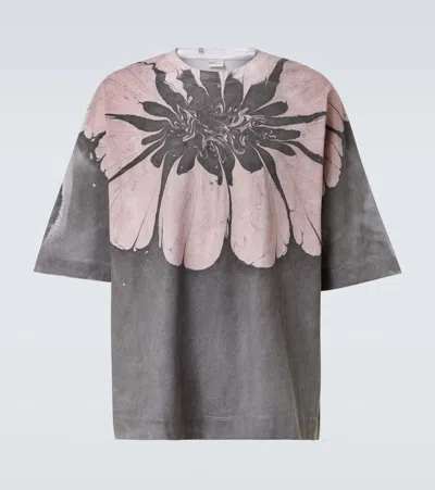 Dries Van Noten Flower-print Oversized T-shirt In Gray