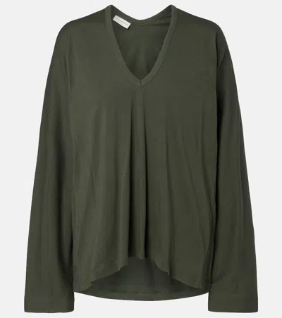 Dries Van Noten Top Aus Baumwoll-jersey In Green