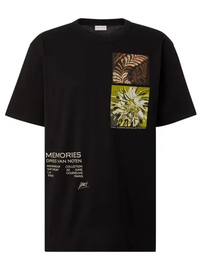 Dries Van Noten Cotton Jersey T-shirt With Print In Black