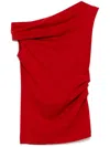 Dries Van Noten Womens  Ruched Cowl-neck Cotton-jersey Top In レッド