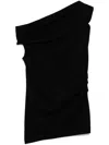 Dries Van Noten Off-the-shoulder Draped Cotton-jersey Top In Black  