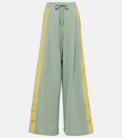 Dries Van Noten Cotton Jersey Wide-leg Sweatpants In Green