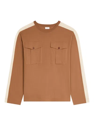 Dries Van Noten Cotton Long Sleeve T-shirt In Brown