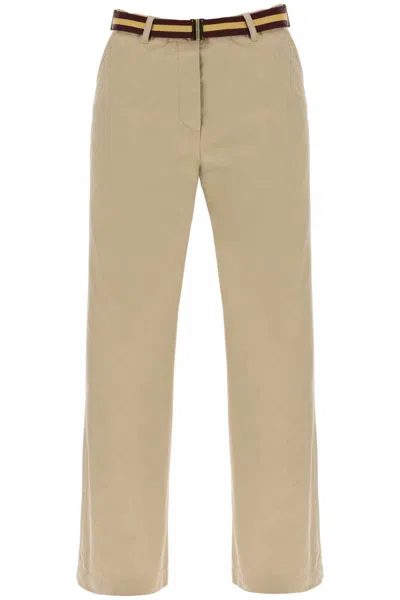 Dries Van Noten Cotton Pants With Belt In Cream
