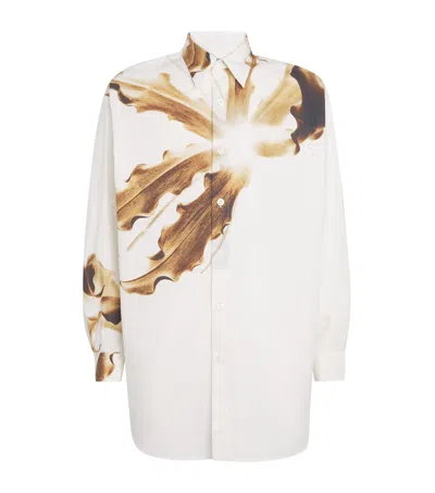 Dries Van Noten Abstract Print Long Sleeve Shirt Design In White