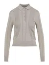 Dries Van Noten Light Grey Knitted Cotton Polo With Classic Collar In Gray