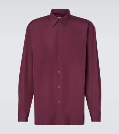 Dries Van Noten Cotton Poplin Shirt In Burgundy