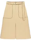 Dries Van Noten Womens Beige Belted Two-patch-pockets Cotton-poplin Midi Skirt In Neutrals