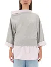 Dries Van Noten Layered Asymmetric Neck Top In Grey