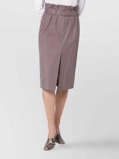 DRIES VAN NOTEN COTTON SKIRT WITH BELT AND FRONT SLIT