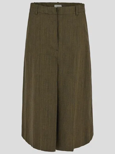 Dries Van Noten Cotton And Silk-blend Midi Skirt In Beige