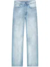 Dries Van Noten Womens Light Blue Faded Straight-leg Mid-rise Jeans In Blue