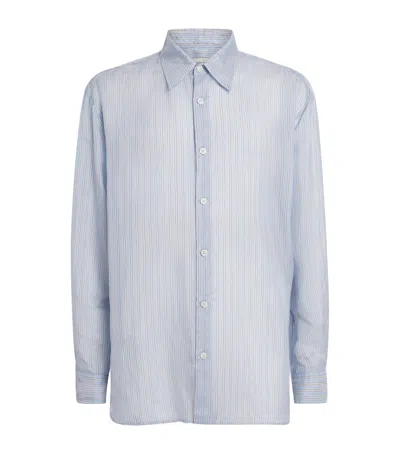 Dries Van Noten Cotton Stripe Shirt In Blue