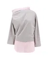 Dries Van Noten Cotton Sweatshirt With Contrasting Shirt Detail In Grey