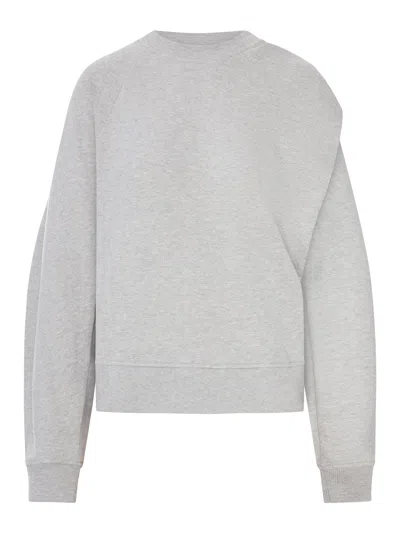 Dries Van Noten Cotton Sweatshirt With Drape On The Back In Gray