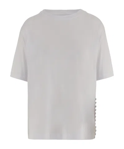 Dries Van Noten Cotton T-shirt With Decorative Buttons In White