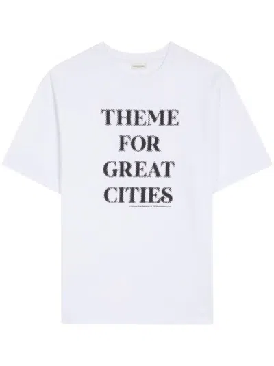 Dries Van Noten Cotton T-shirt With Statement Slogan Print In White