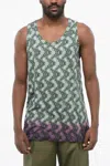 Dries Van Noten Cotton Tank Top With Abstract Pattern In Green