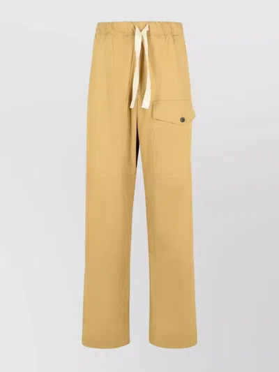 Dries Van Noten Cotton Trousers With Elastic Waistband And Pockets In Beige