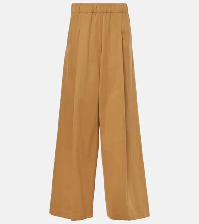 Dries Van Noten Cotton Wide-leg Pants In Beige