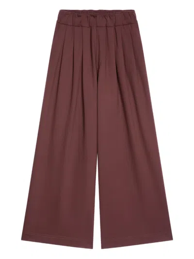 Dries Van Noten Cotton Wide-leg Trousers In Burgundy
