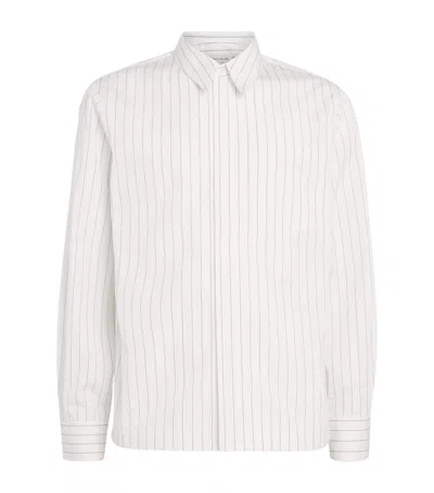 DRIES VAN NOTEN COTTON ZIP-DETAIL STRIPE SHIRT