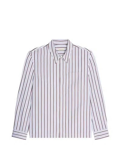 Dries Van Noten Mens Corran Zipped Shirt In Striped Poplin In Multi