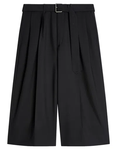Dries Van Noten High-waisted Black Shorts With Tailored Pleats And Belt