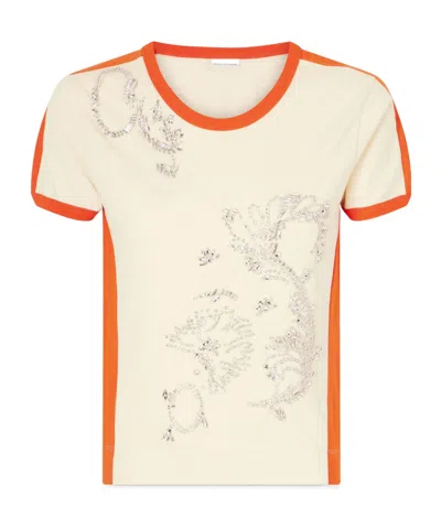 Dries Van Noten Hental Embellished Cotton-jersey T-shirt In Neutral