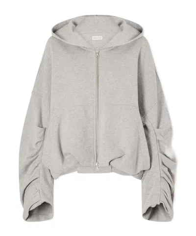 Dries Van Noten Cotton-jersey Zip-up Hoodie In Gray