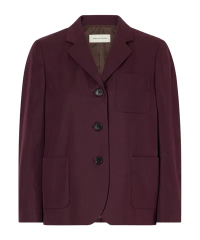 Dries Van Noten Cotton-twill Blazer In Burgundy