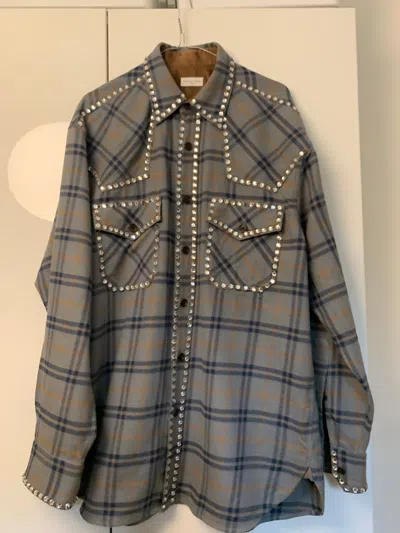 Pre-owned Dries Van Noten Country Shirt With Cristals In Blue