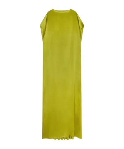 Dries Van Noten Daffie Short-sleeve Drawstring Dress In Green