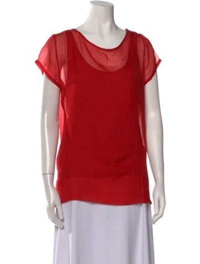 Pre-owned Dries Van Noten Cowl Neck Short Sleeve Blouse In Red