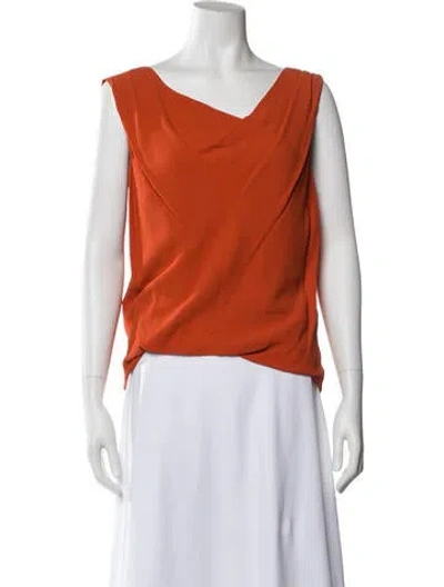 Pre-owned Dries Van Noten Cowl Neck Sleeveless Blouse In Orange