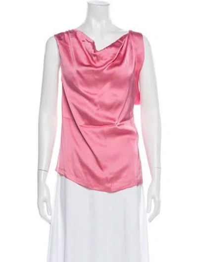 Pre-owned Dries Van Noten Cowl Neck Sleeveless Blouse In Pink